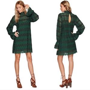 Free People Green Simone Mock Neck Lace Dress